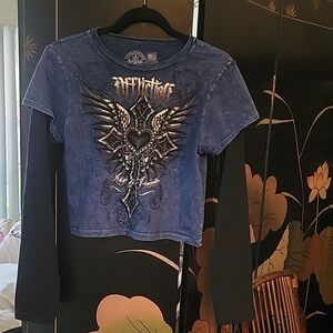Long sleeve crop top Affliction t-shirt